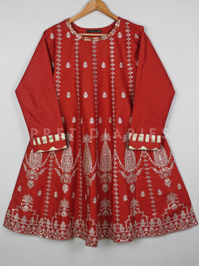Rust Embroidered Frock - 54447