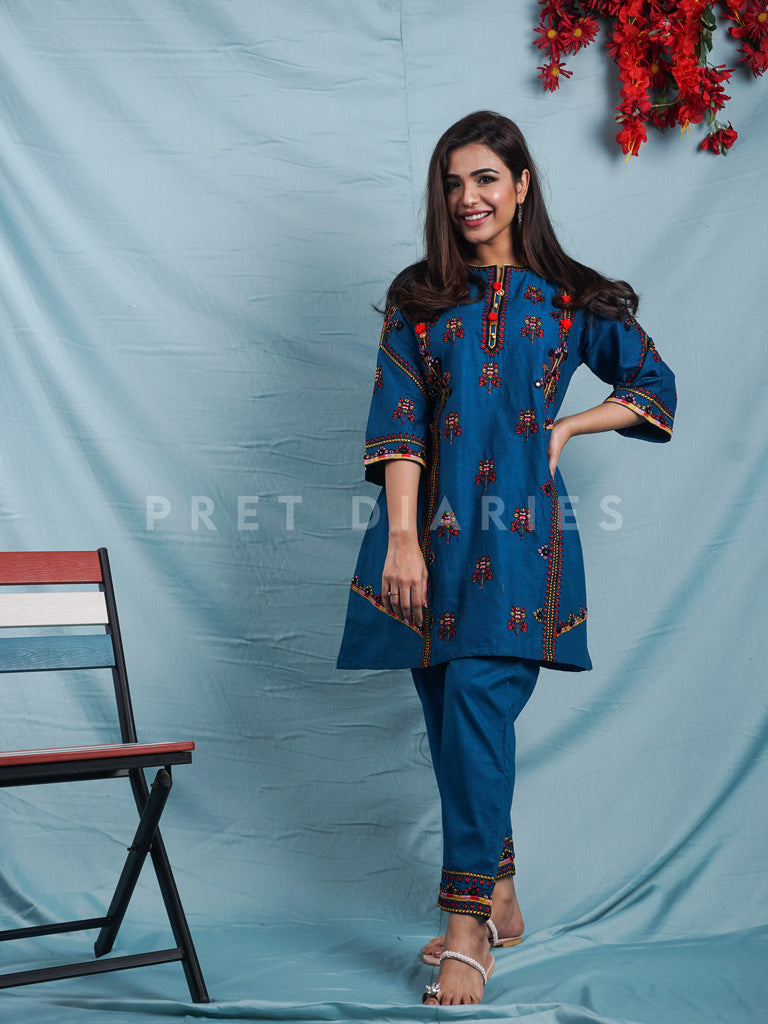 Teal Embroidered 2 pc - 54278