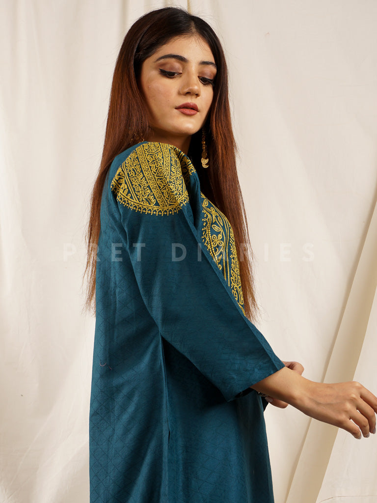 Teal Embroidered 2 pc - 54704