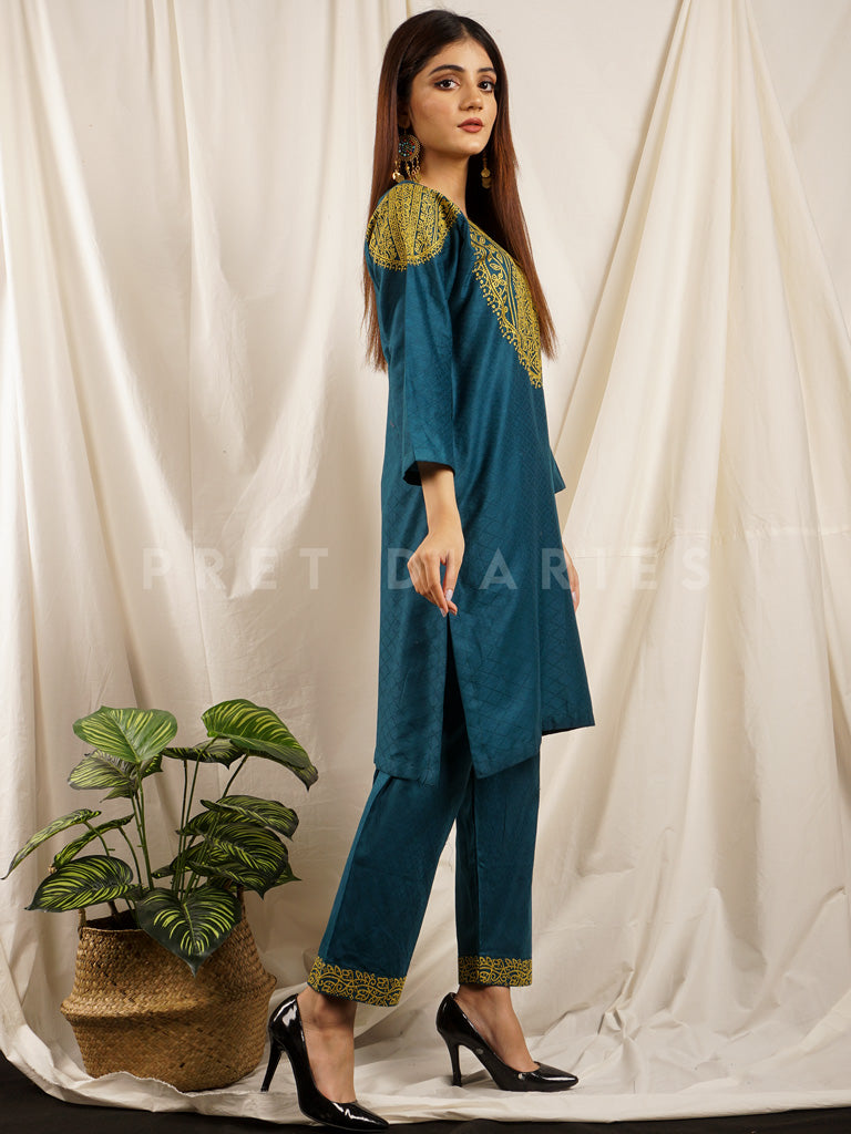 Teal Embroidered 2 pc - 54704