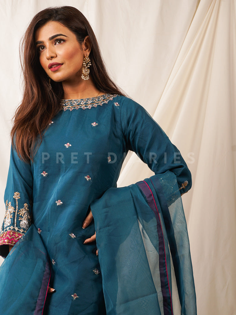 Teal Organza 3 pc - 54503