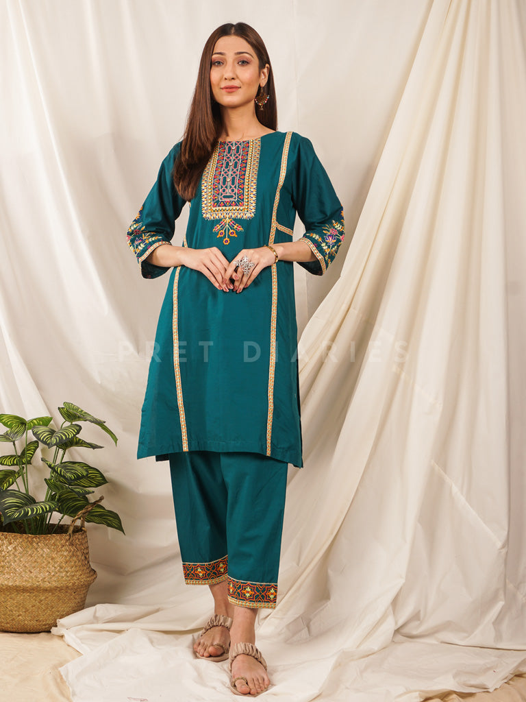 Teal Embroidered 2 pc - 54518