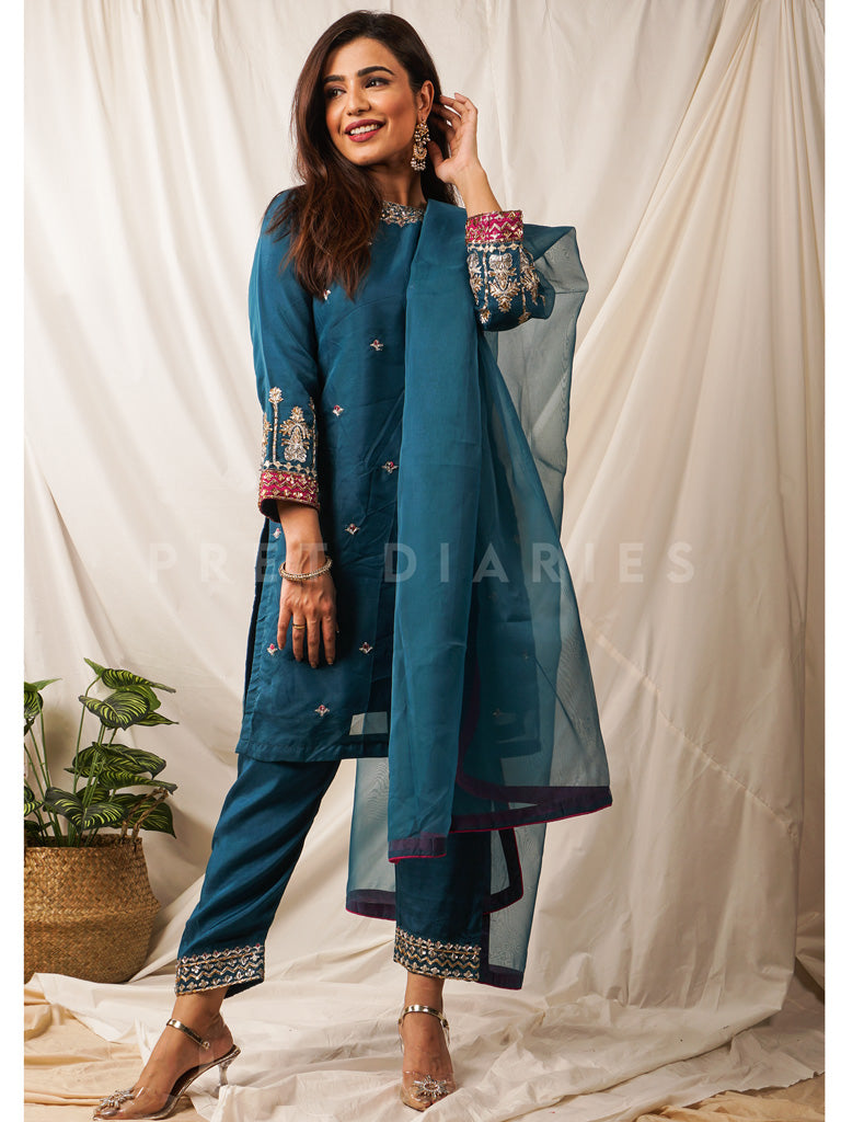 Teal Organza 3 pc - 54503