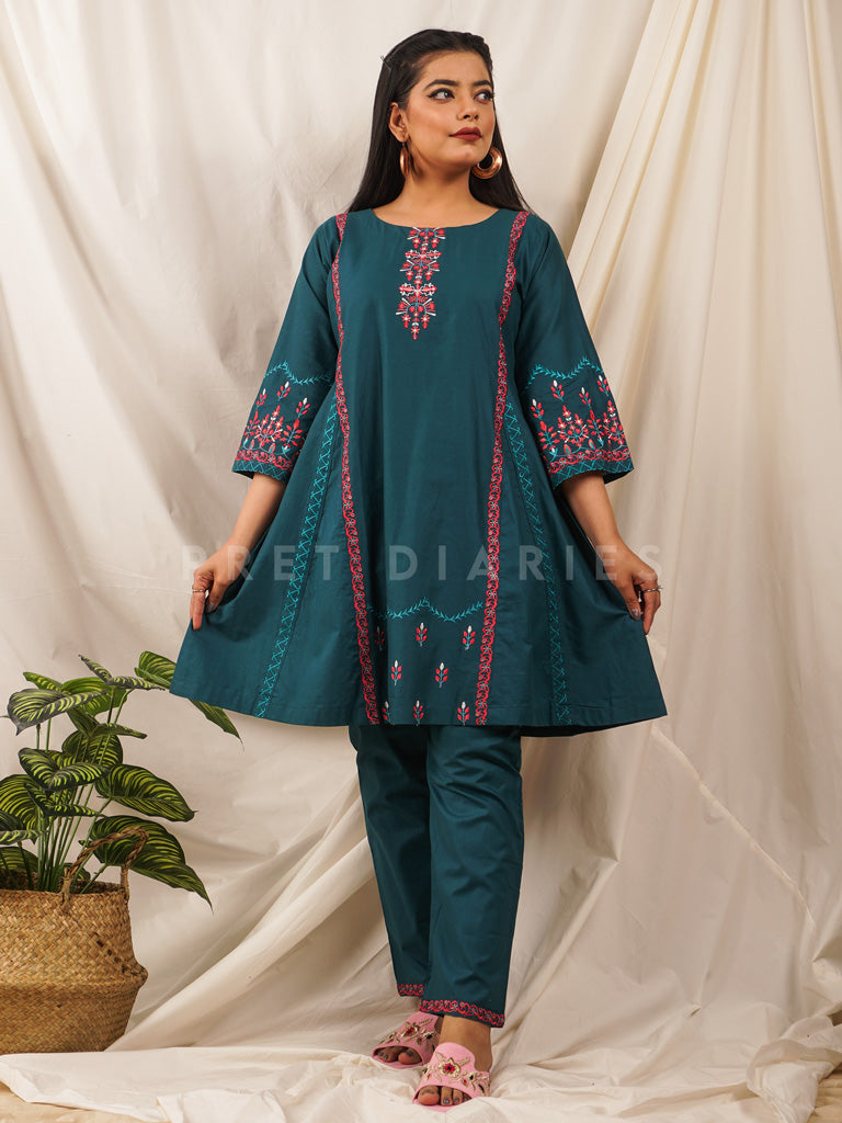 Teal Embroidered 2 pc - 54567