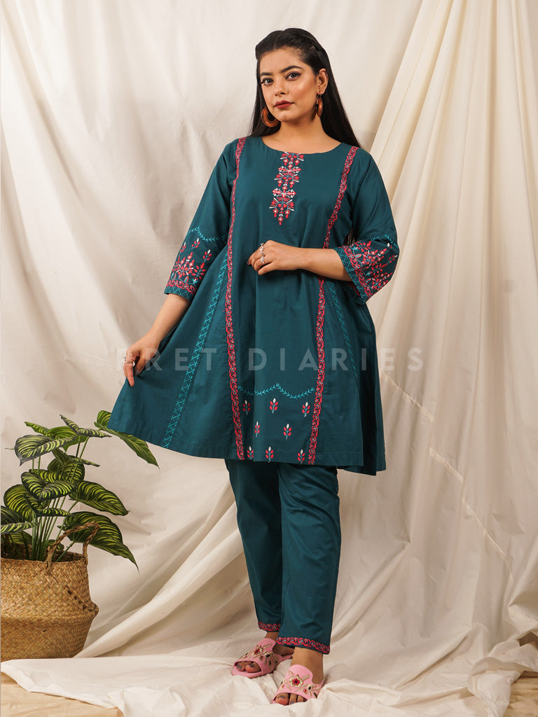Teal Embroidered 2 pc - 54567