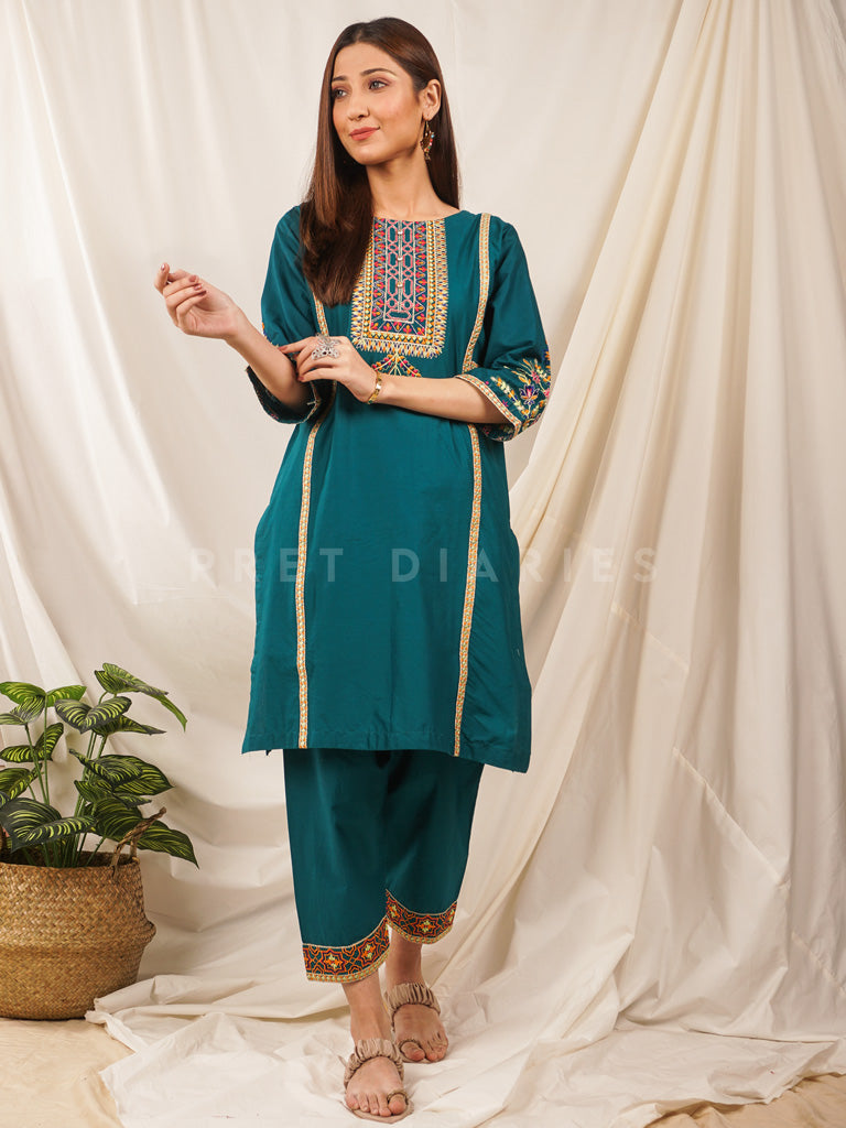 Teal Embroidered 2 pc - 54518