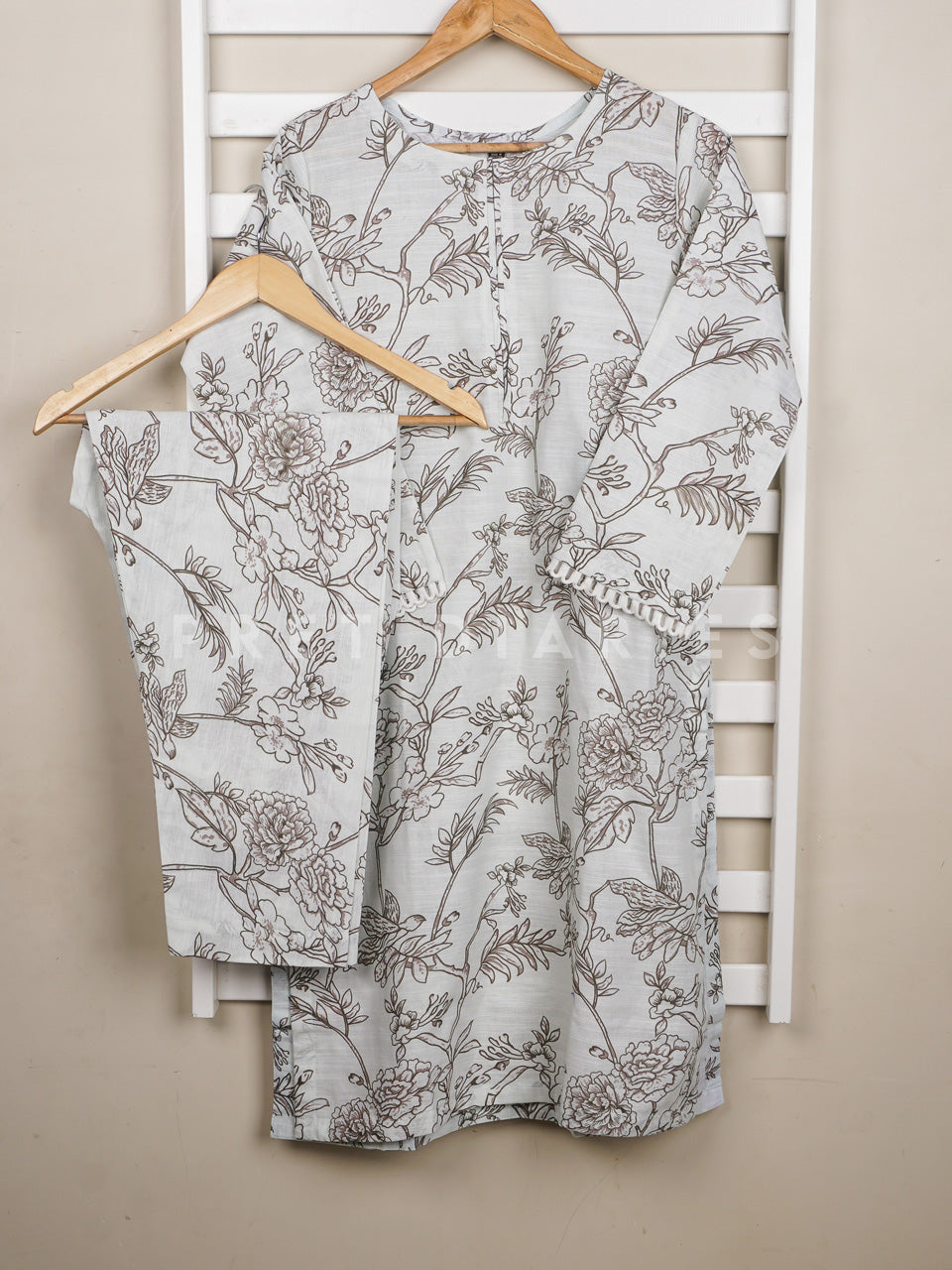 White Khaddar Printed 2 pc - 54873