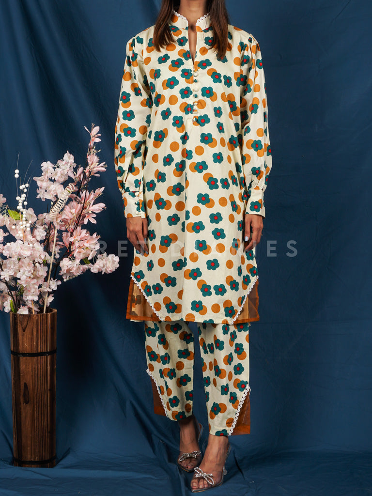 White Printed 2 pc - 54730