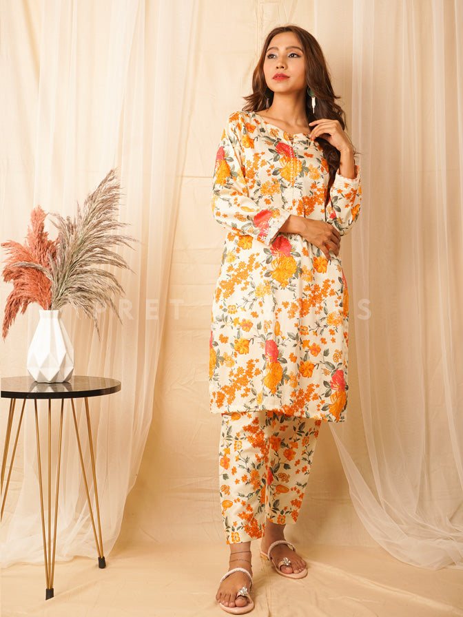 White Digital Printed 2 pc - 54395