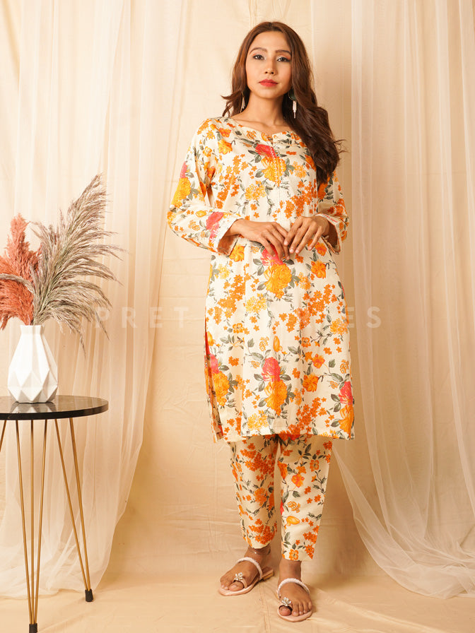 White Digital Printed 2 pc - 54395