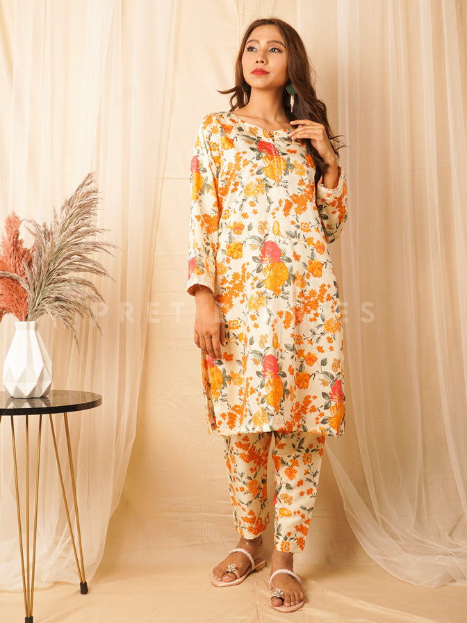 White Digital Printed 2 pc - 54395