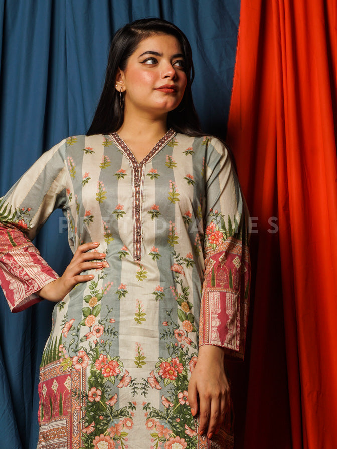 White Lawn Printed 2 pc - 54614