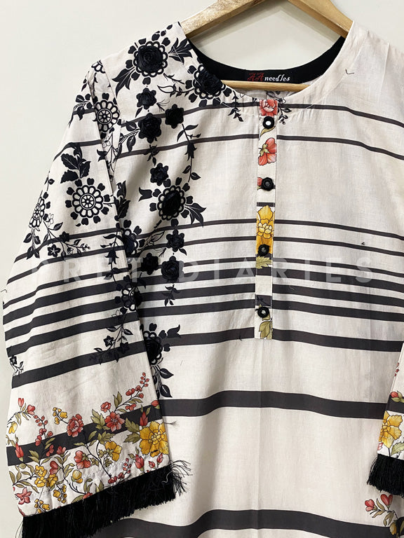 White Printed Kurta - 53015