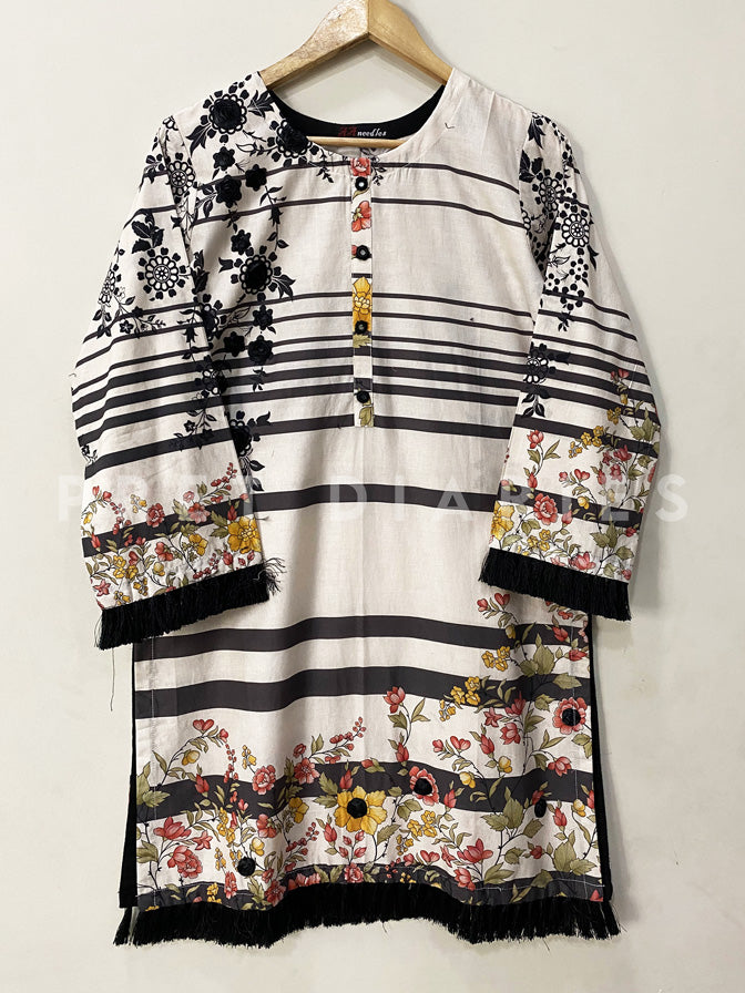 White Printed Kurta - 53015