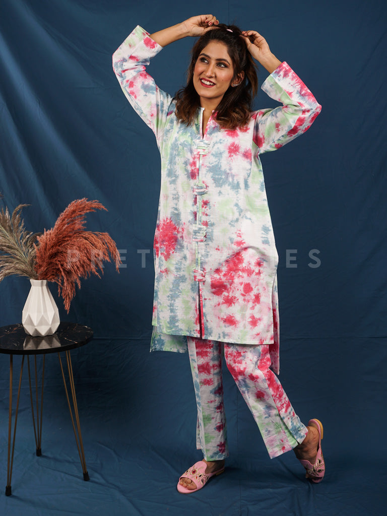 White Khaddar Tye and Dye 2 pc - 54480