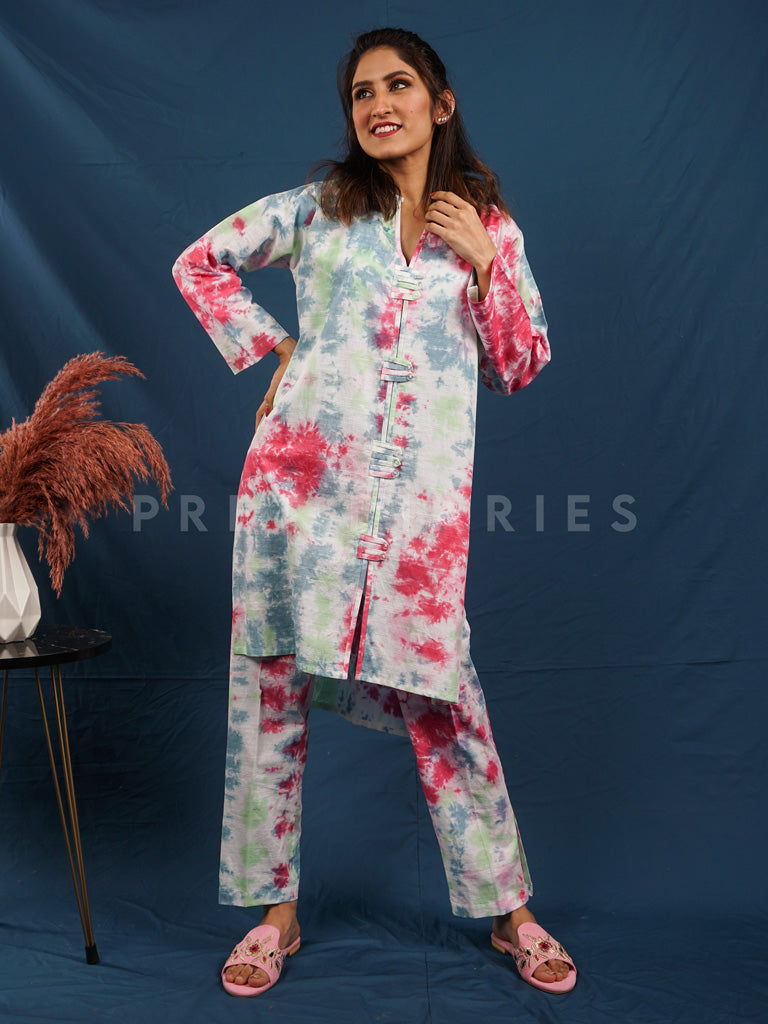 White Khaddar Tye and Dye 2 pc - 54480