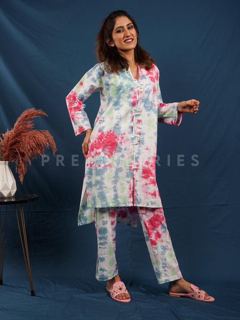 White Khaddar Tye and Dye 2 pc - 54480