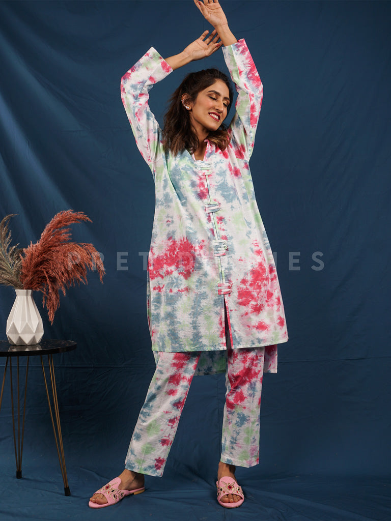 White Khaddar Tye and Dye 2 pc - 54480