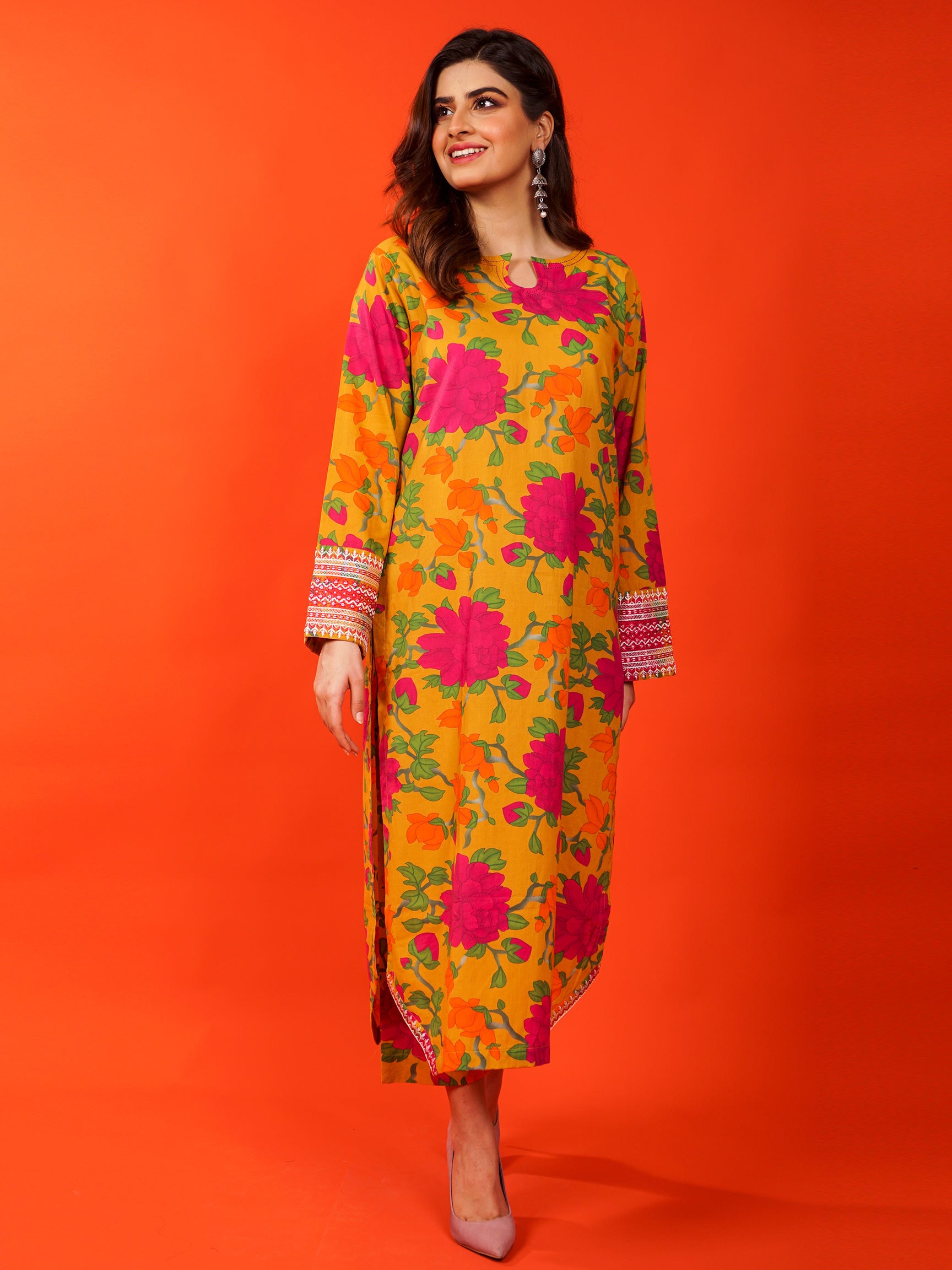 Yellow Digital Printed Embroidered 2 pc - 54919