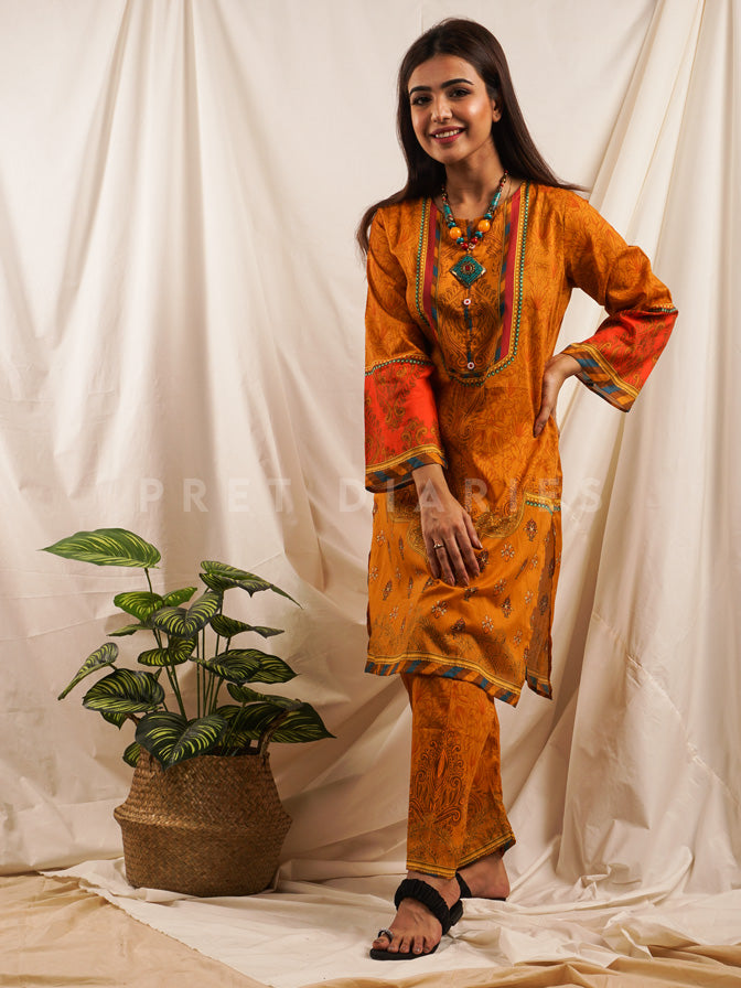Yellow Lawn Printed 2 pc - 54534