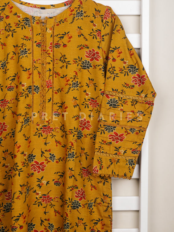 Mustard Khaddar Printed 2 pc - 54867