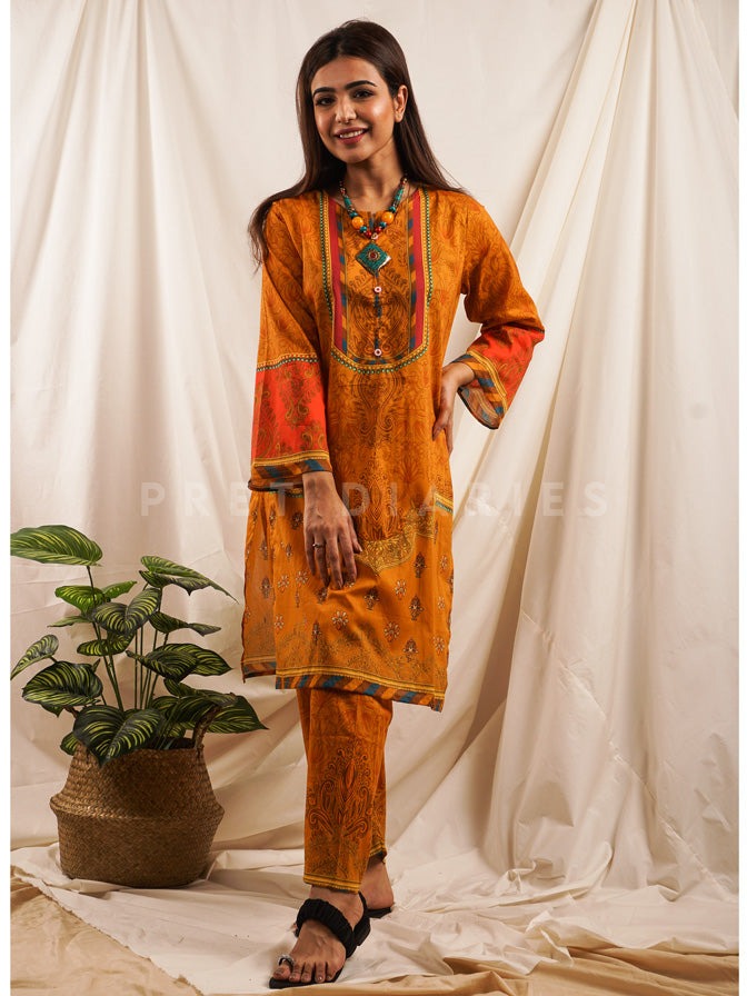 Yellow Lawn Printed 2 pc - 54534