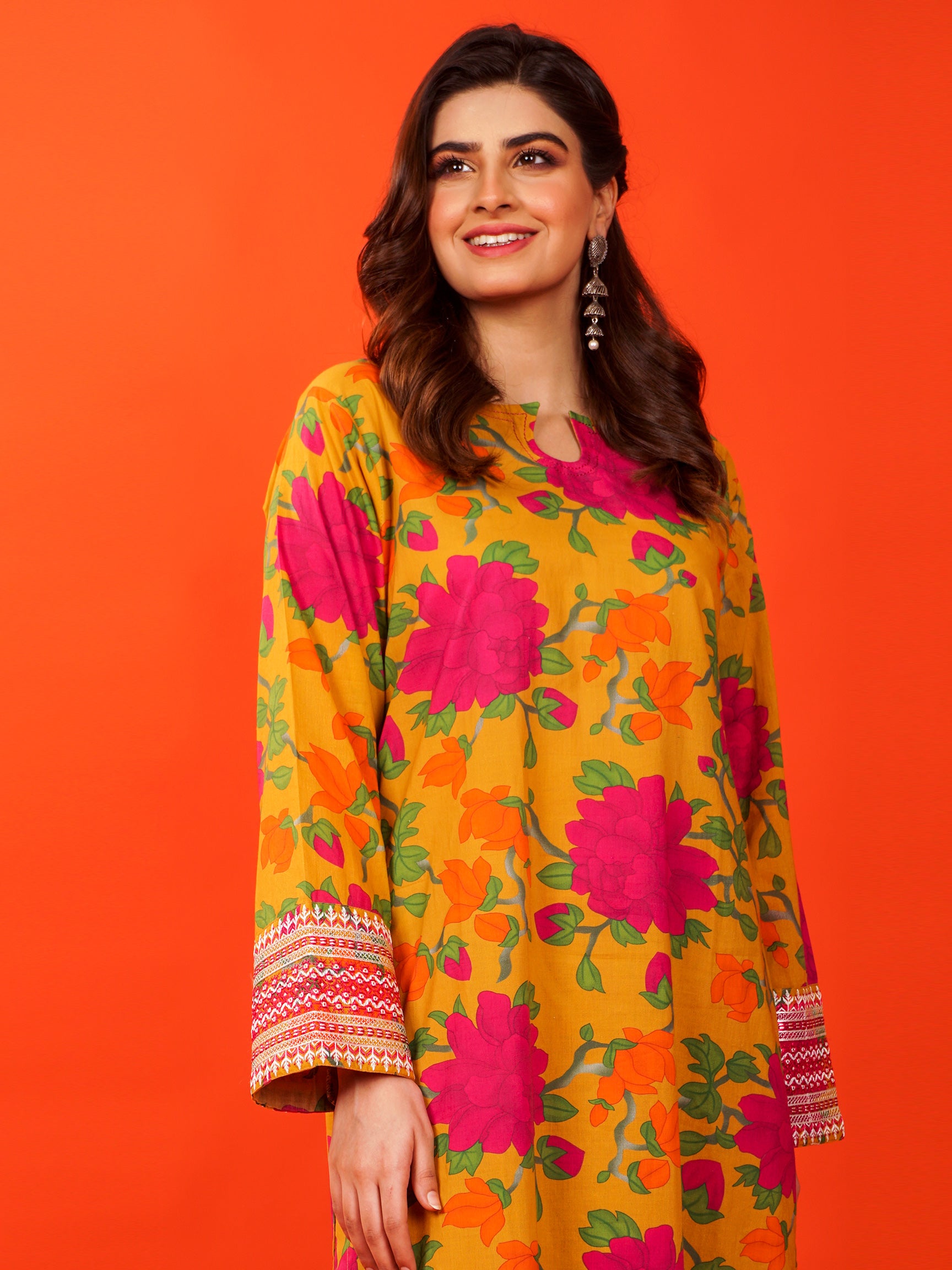 Yellow Digital Printed Embroidered 2 pc - 54919