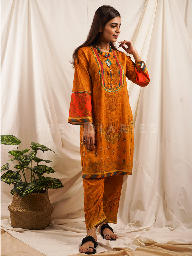Yellow Lawn Printed 2 pc - 54534