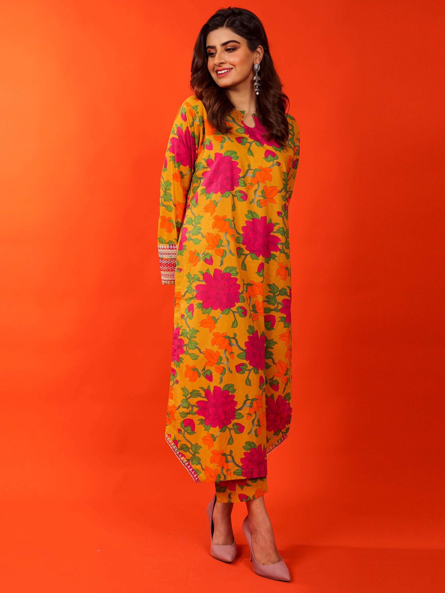Yellow Digital Printed Embroidered 2 pc - 54919
