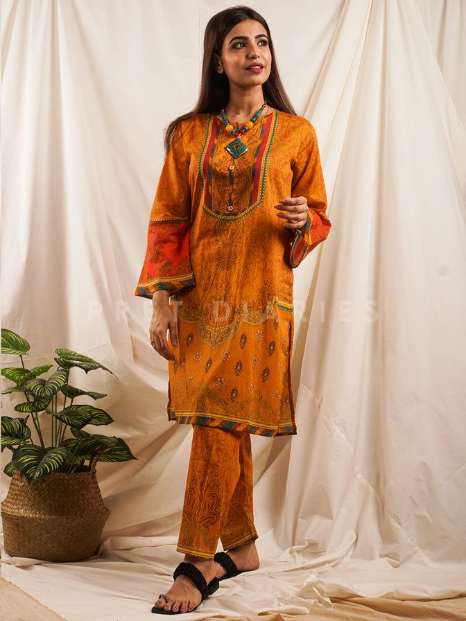 Yellow Lawn Printed 2 pc - 54534