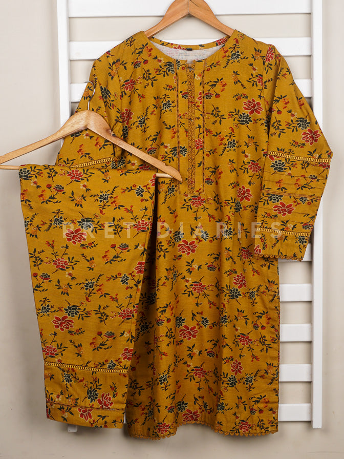 Mustard Khaddar Printed 2 pc - 54867