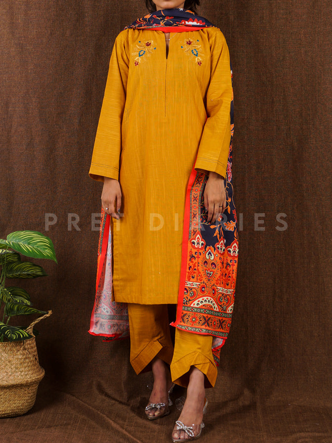 Mustard Khaddar 3 pc - 54816