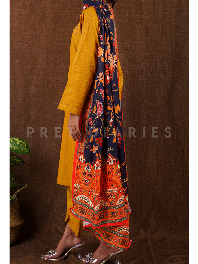 Mustard Khaddar 3 pc - 54816