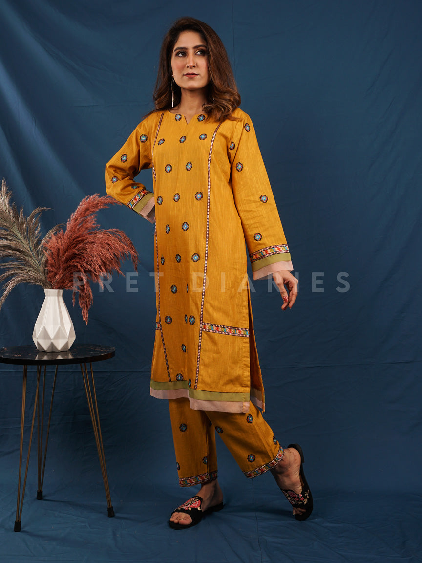 Yellow Khaddar 2 pc - 54489