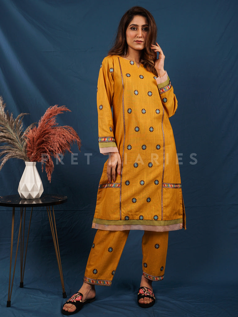 Yellow Khaddar 2 pc - 54489
