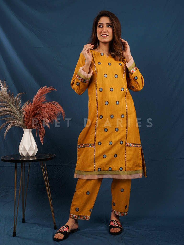 Yellow Khaddar 2 pc - 54489