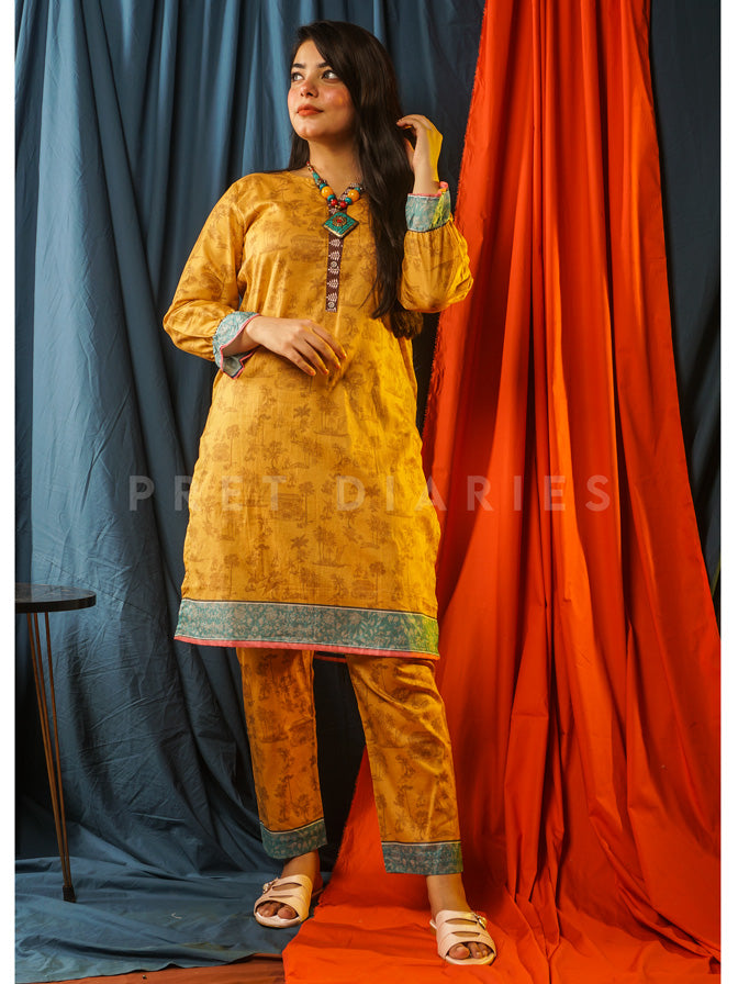 Yellow Lawn Printed 2 pc - 54619