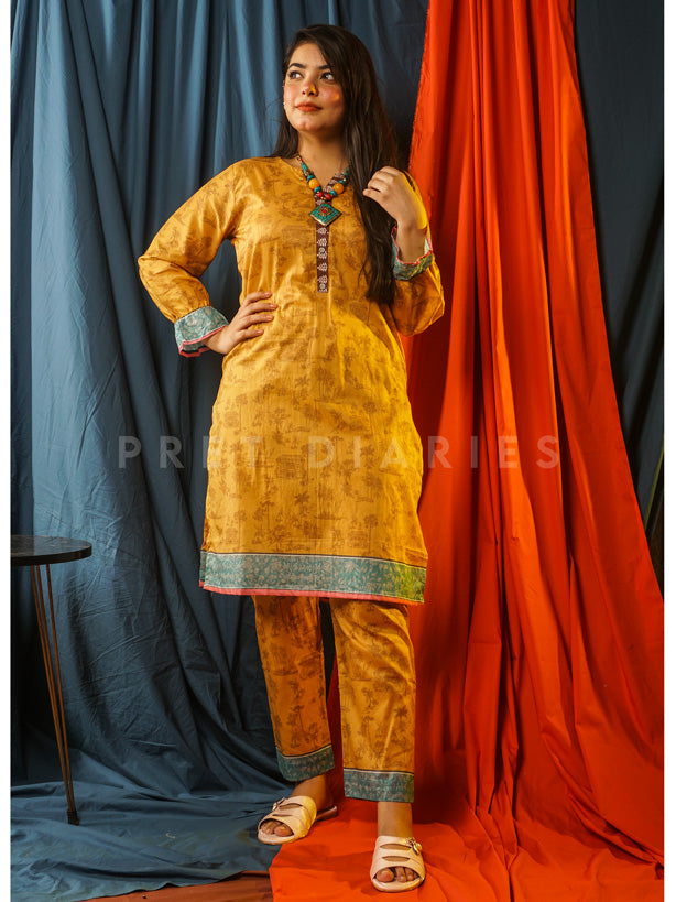 Yellow Lawn Printed 2 pc - 54619