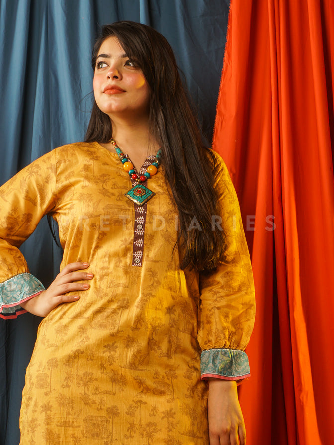 Yellow Lawn Printed 2 pc - 54619