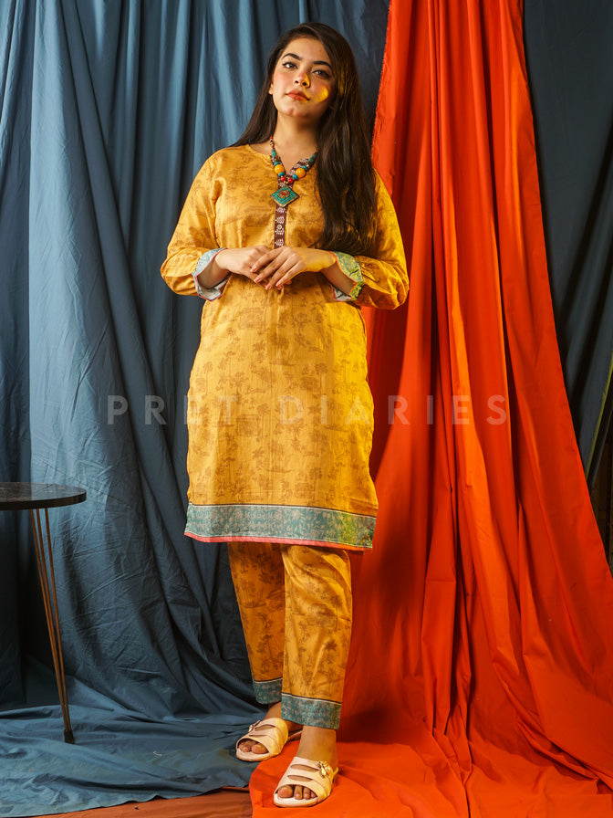Yellow Lawn Printed 2 pc - 54619
