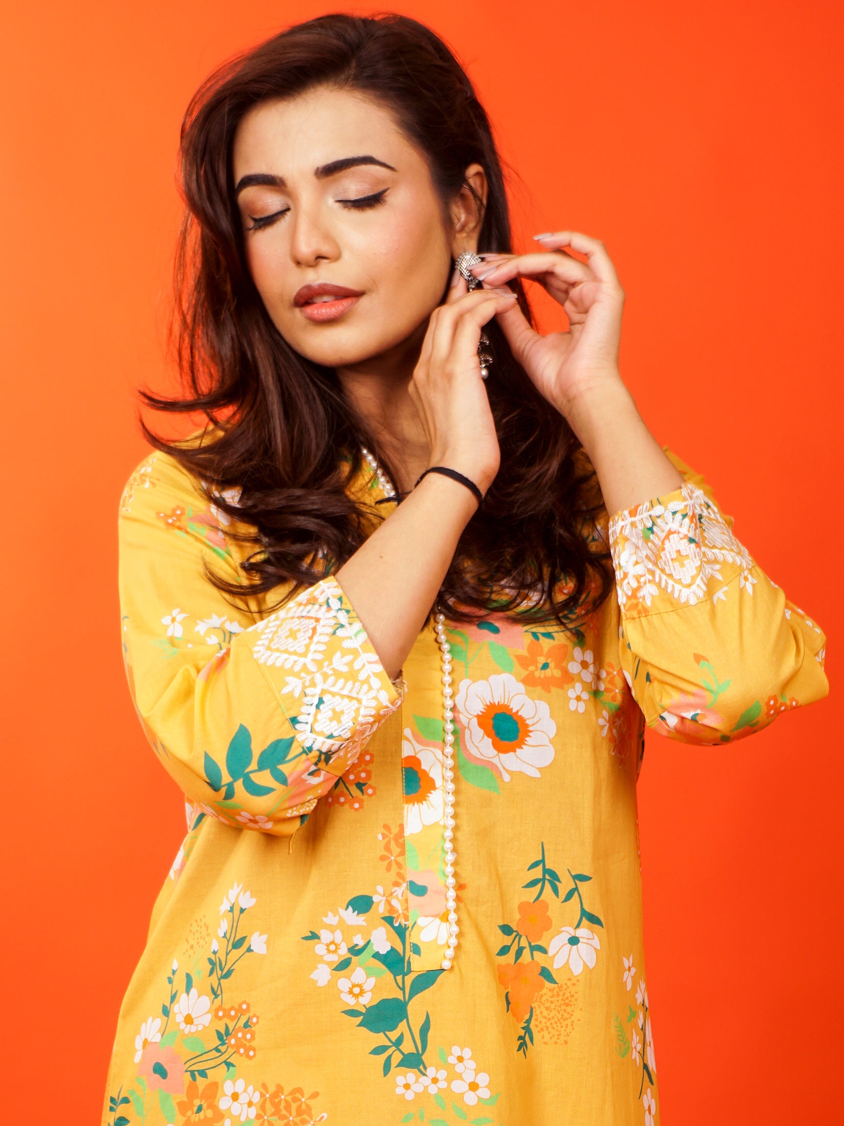 Yellow Digital Printed Embroidered 2 pc - 54775