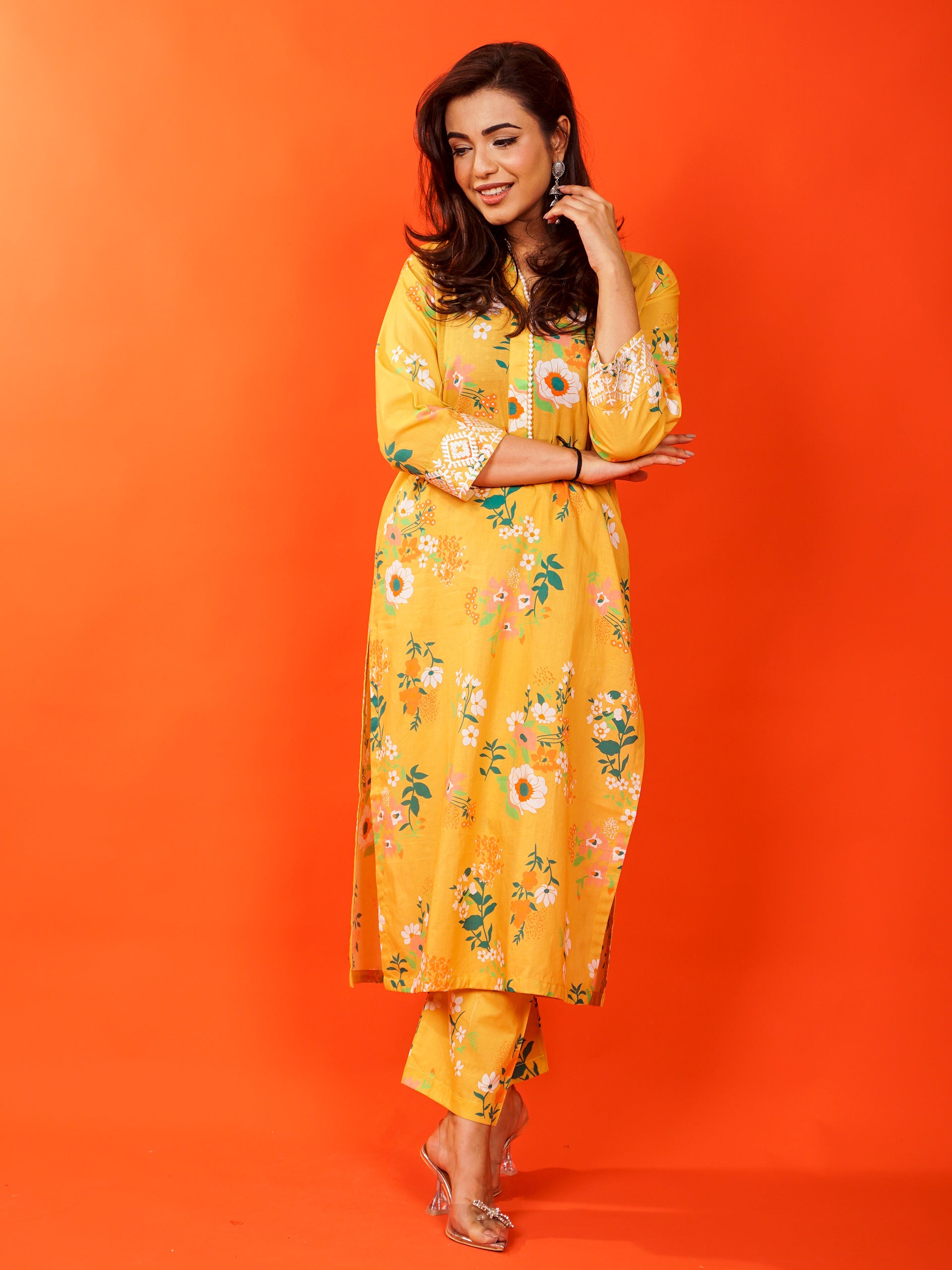Yellow Digital Printed Embroidered 2 pc - 54775