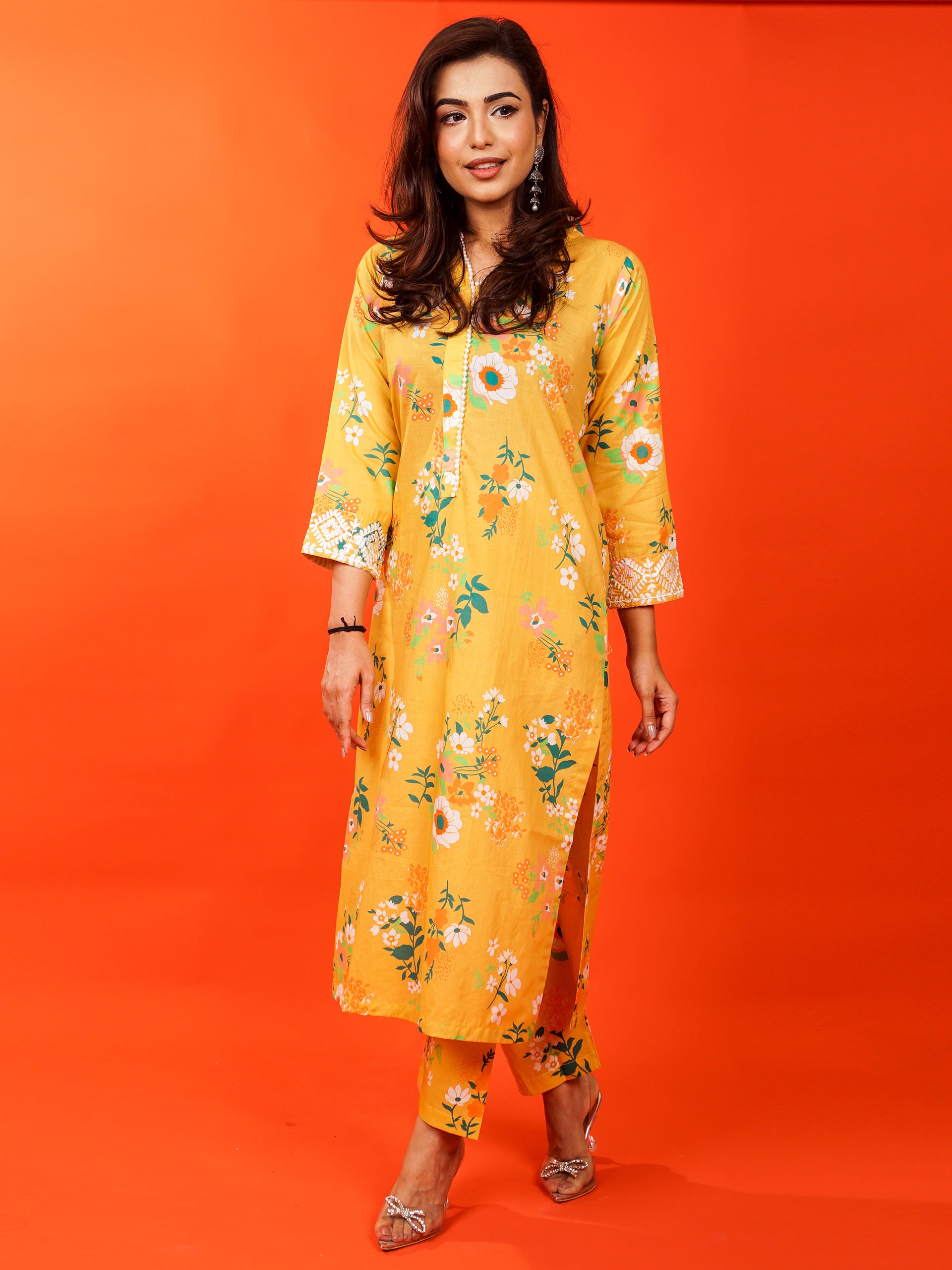 Yellow Digital Printed Embroidered 2 pc - 54775